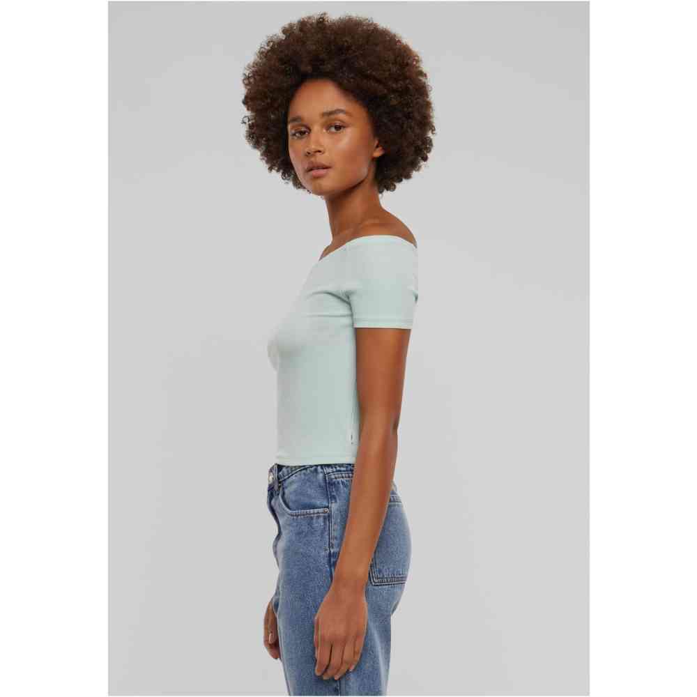 Urban Classics - Organic Rib Off shoulder top - Mintgroen